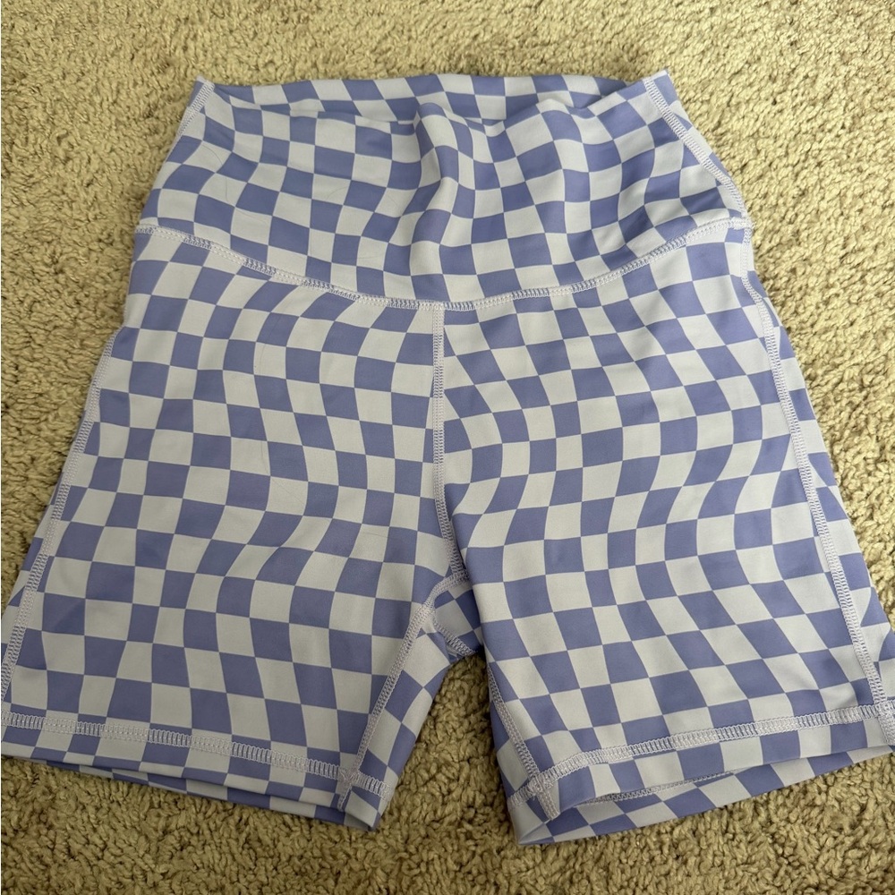 Blue Checkered Women's Athletic Shorts